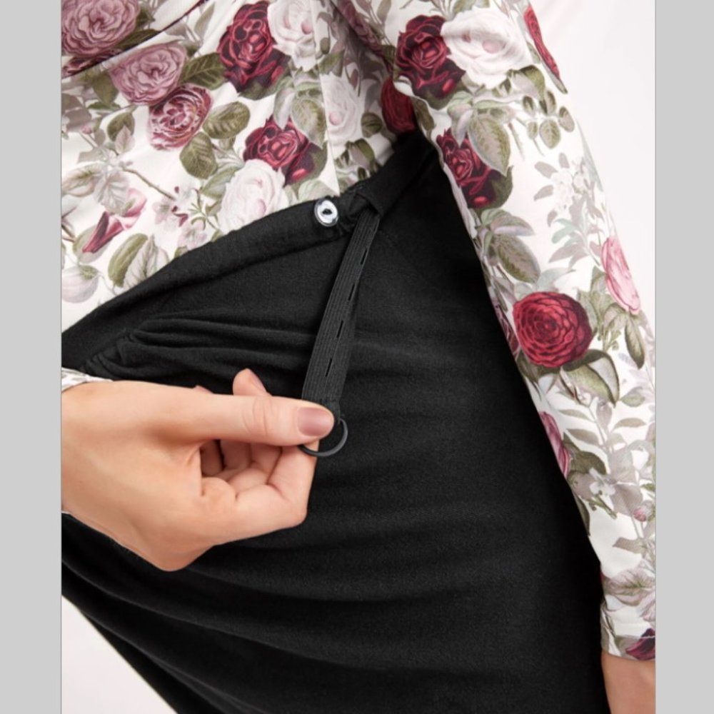 NWT Maternity skirt black long elastic waist wrap work occasional with split - Picture 6 of 6